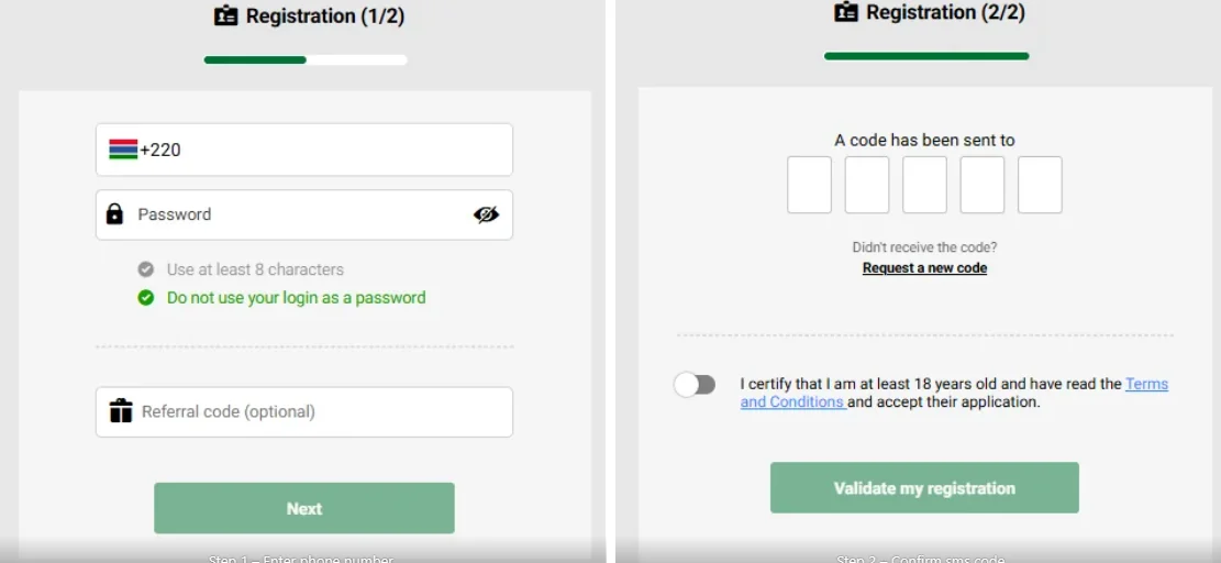 Gambibet registration process